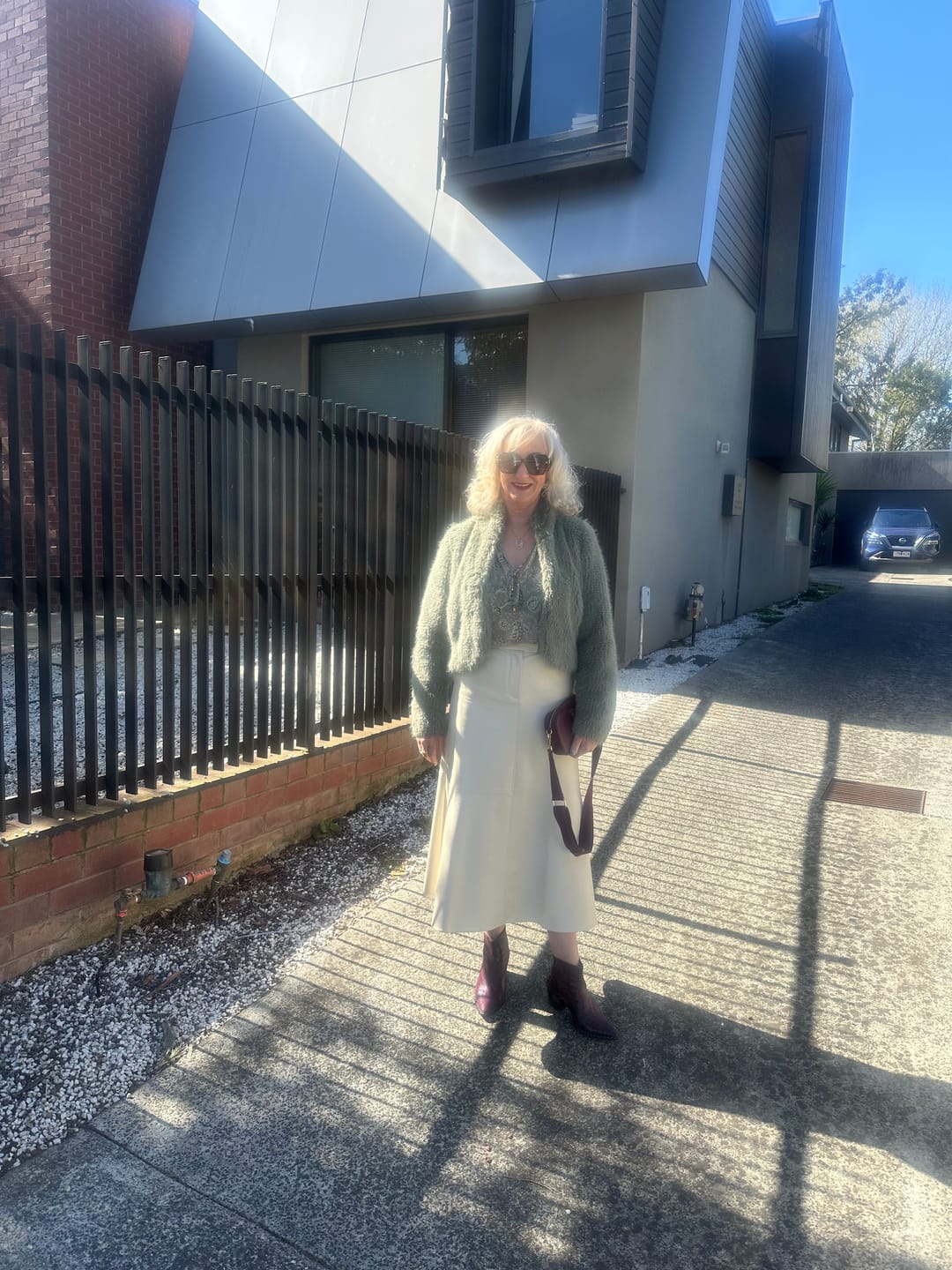 Customer photo review of Reina Faux Fur Jacket in Jade Mist