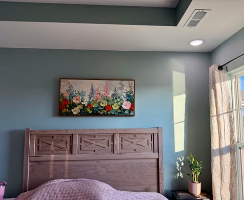 Customer photo review of Garden Symphony – Textured Floral Abstract Oil Painting