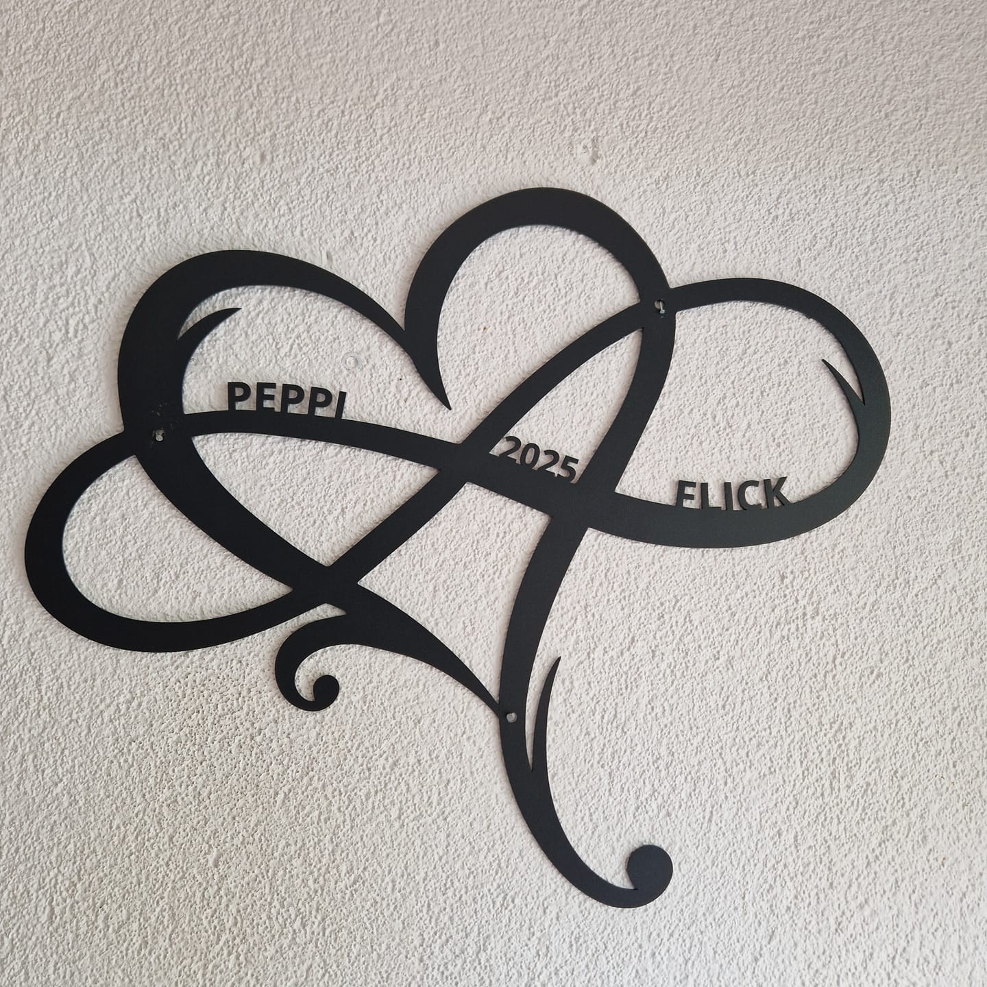 Customer photo review of Infinity Herz mit Wunschtext aus edlem Stahl (personalisierbar)