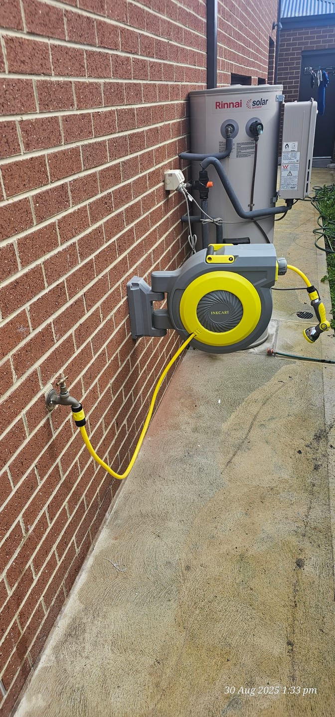 Customer photo review of 30m Retractable Garden Hose Reel.. Fully Installed