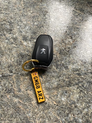 Customer photo review of Personalised Metal Number Plate Keyring