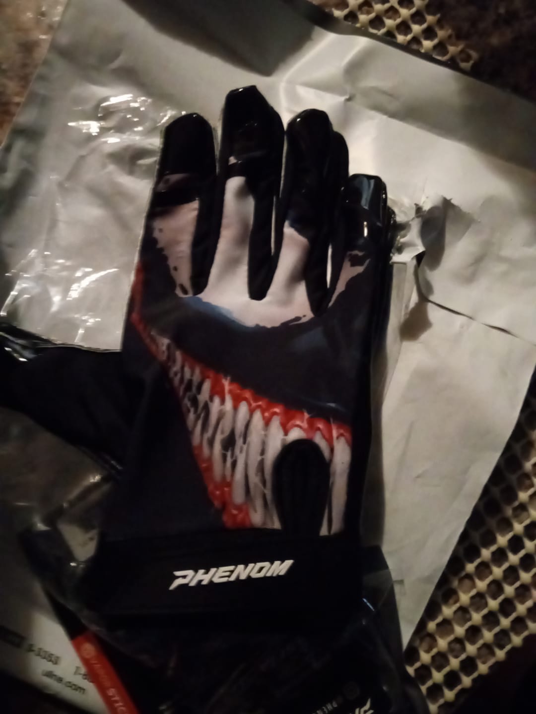 Customer photo review of Phenom Elite Villain Football Gloves - VPS3