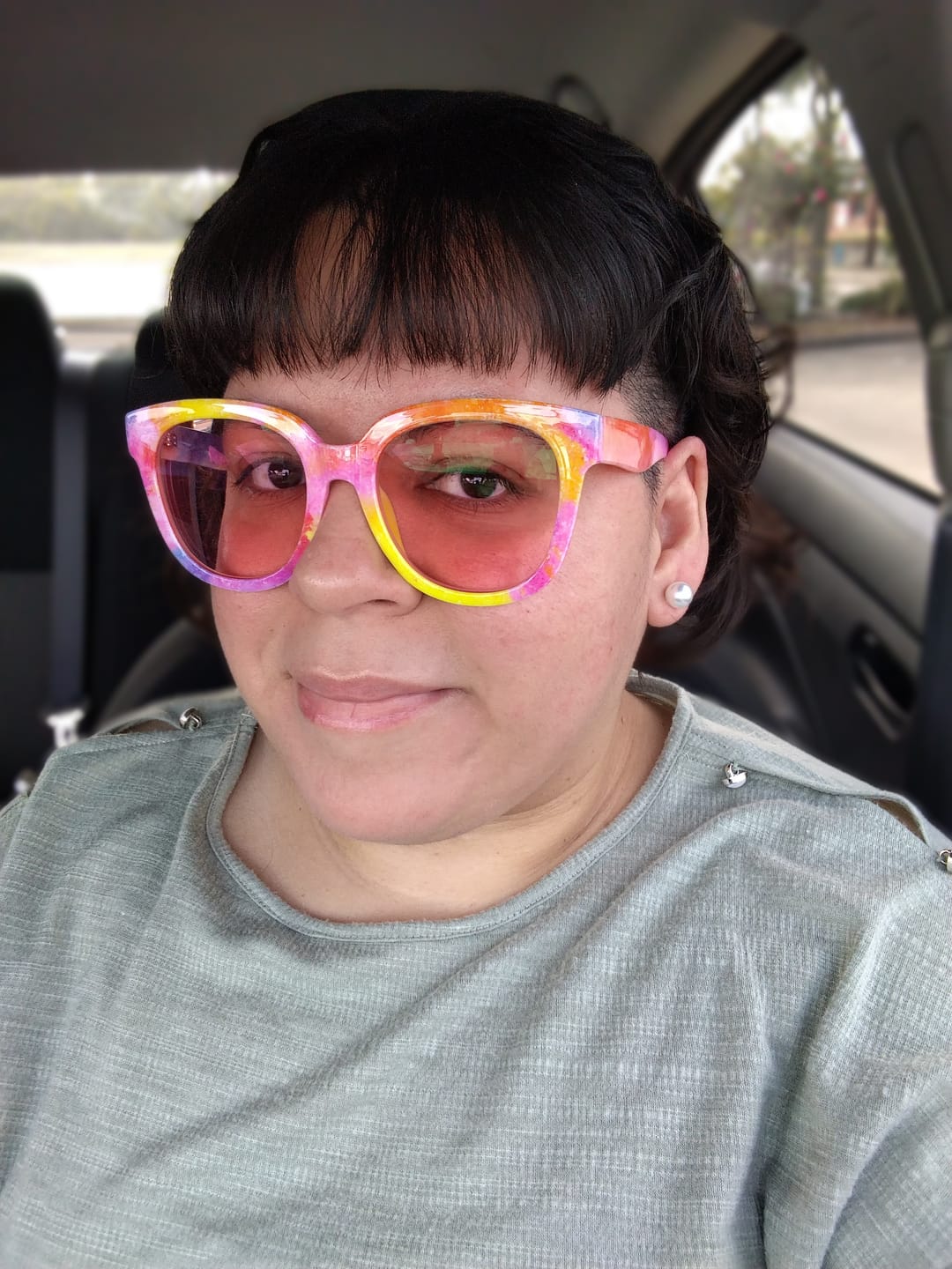 Customer photo review of Faux Pearl Studs Hypoallergenic Earrings for Sensitive Ears Made with Plastic Posts