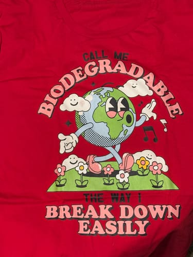Customer photo review of Call Me Biodegradable Unisex t-shirt