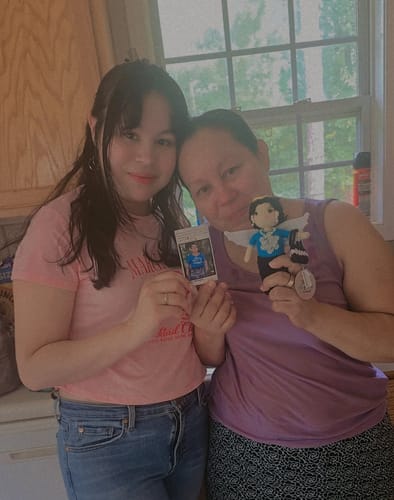 Customer photo review of Dolly® Personalized Crochet Doll with Photo Card