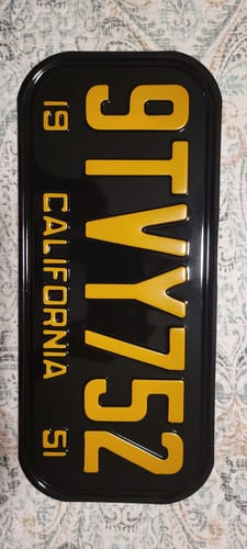 Customer photo review of 1951 CALIFORNIA LICENSE PLATE 6"x14" (351.5mm x 156.5mm)