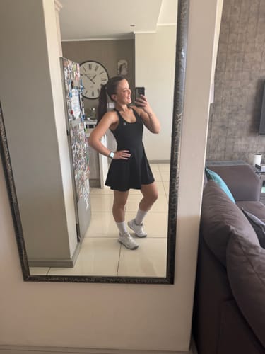 Customer photo review of One-Piece Activewear Dress with Stretchy Built-In Shorts & Bra