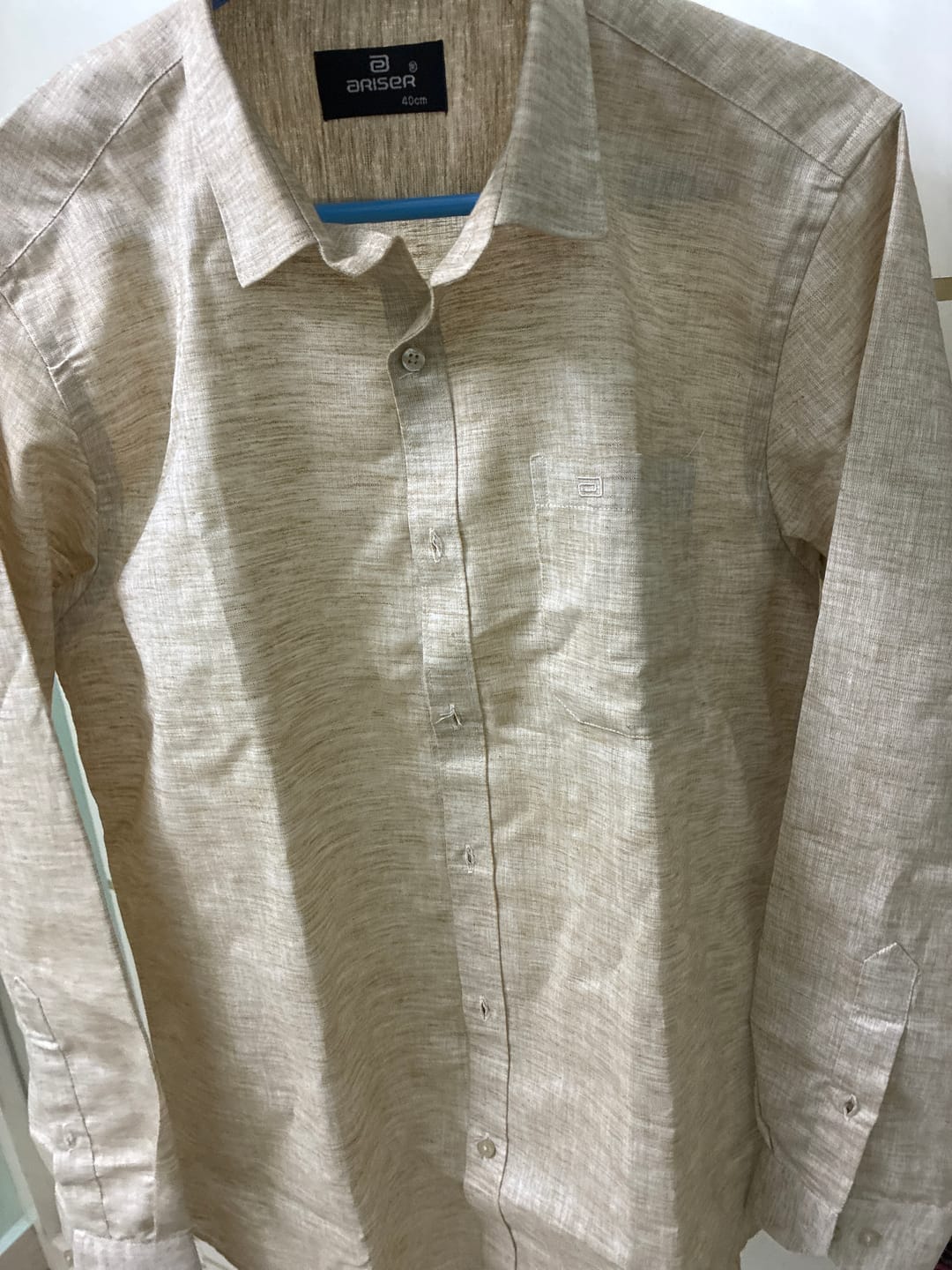 Customer photo review of Linen Feel - Olive Sandal Formal Shirts For Men | Ariser