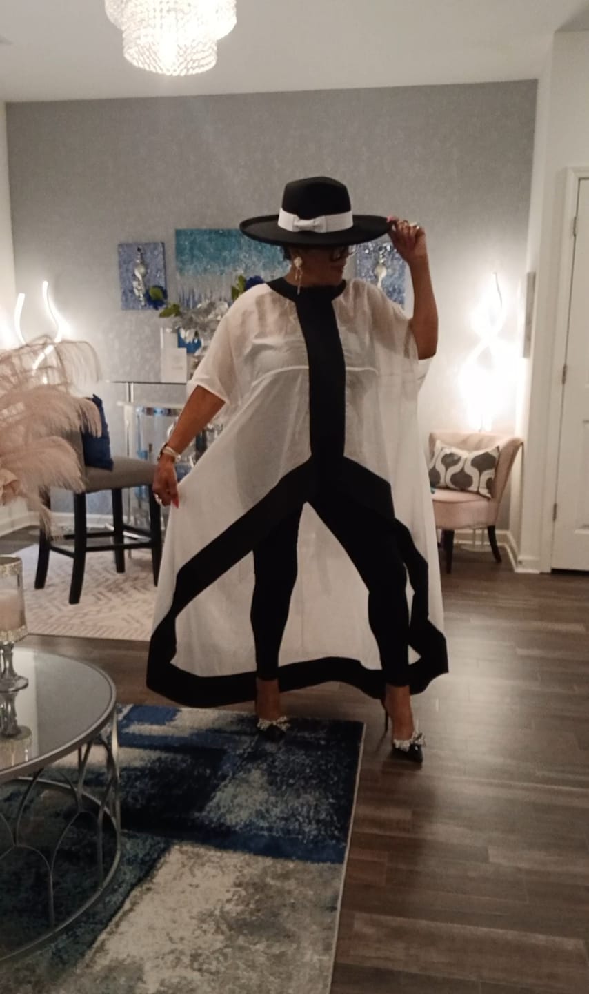 Customer photo review of Batwing Sleeves High-low Gauze See-Through Split-Joint Round-neck Blouses&shirts Tops