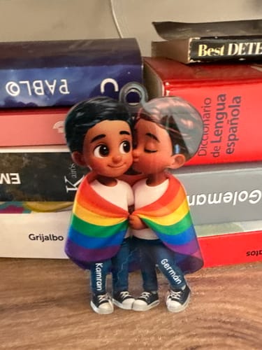 Customer photo review of Pride Month LGBT Couple Love Is Love Personalized Acrylic Car Ornament