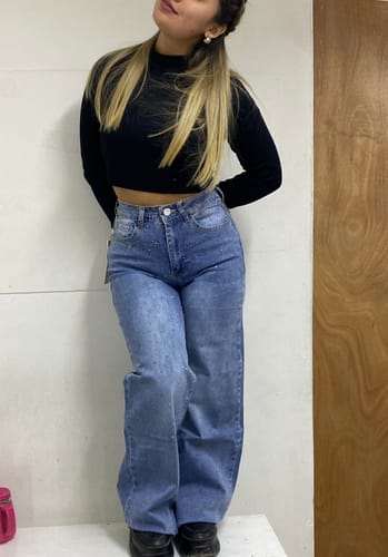 Customer photo review of MB052 (C5) | Wide Leg Brillos Azul Focalizado | Menina | Venta Por Mayor