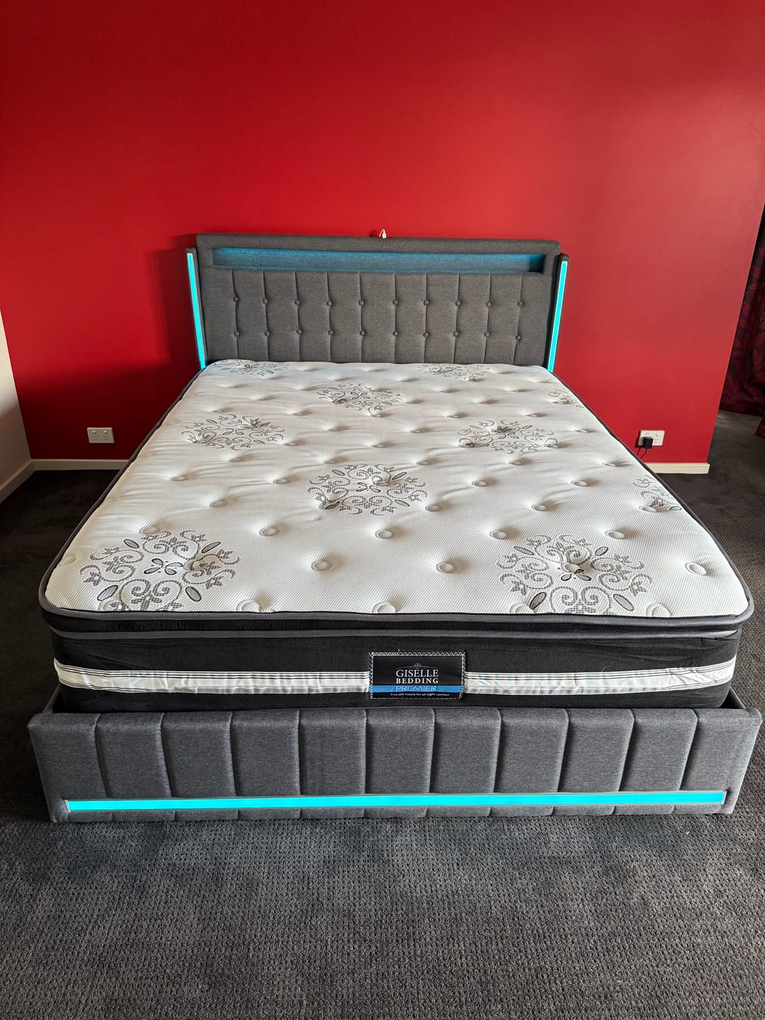 Customer photo review of Queen Bed Frame with Storage Drawers LED Lights & USB