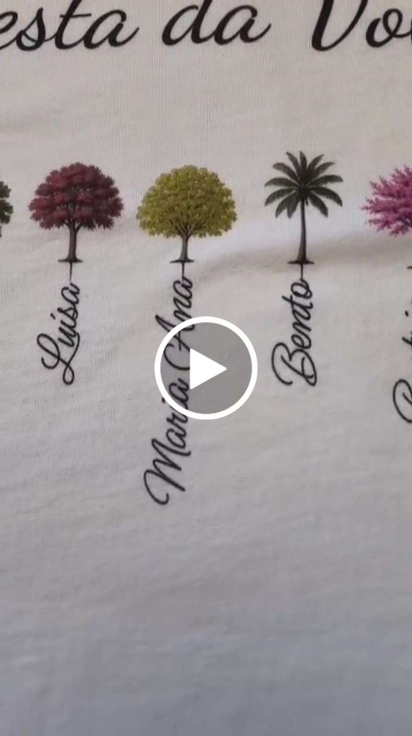 Customer video review of Camiseta Personalizada FLORESTA DO VOVÔ - ATÉ 13 ÁRVORES - BRANCA - Algodão 100%