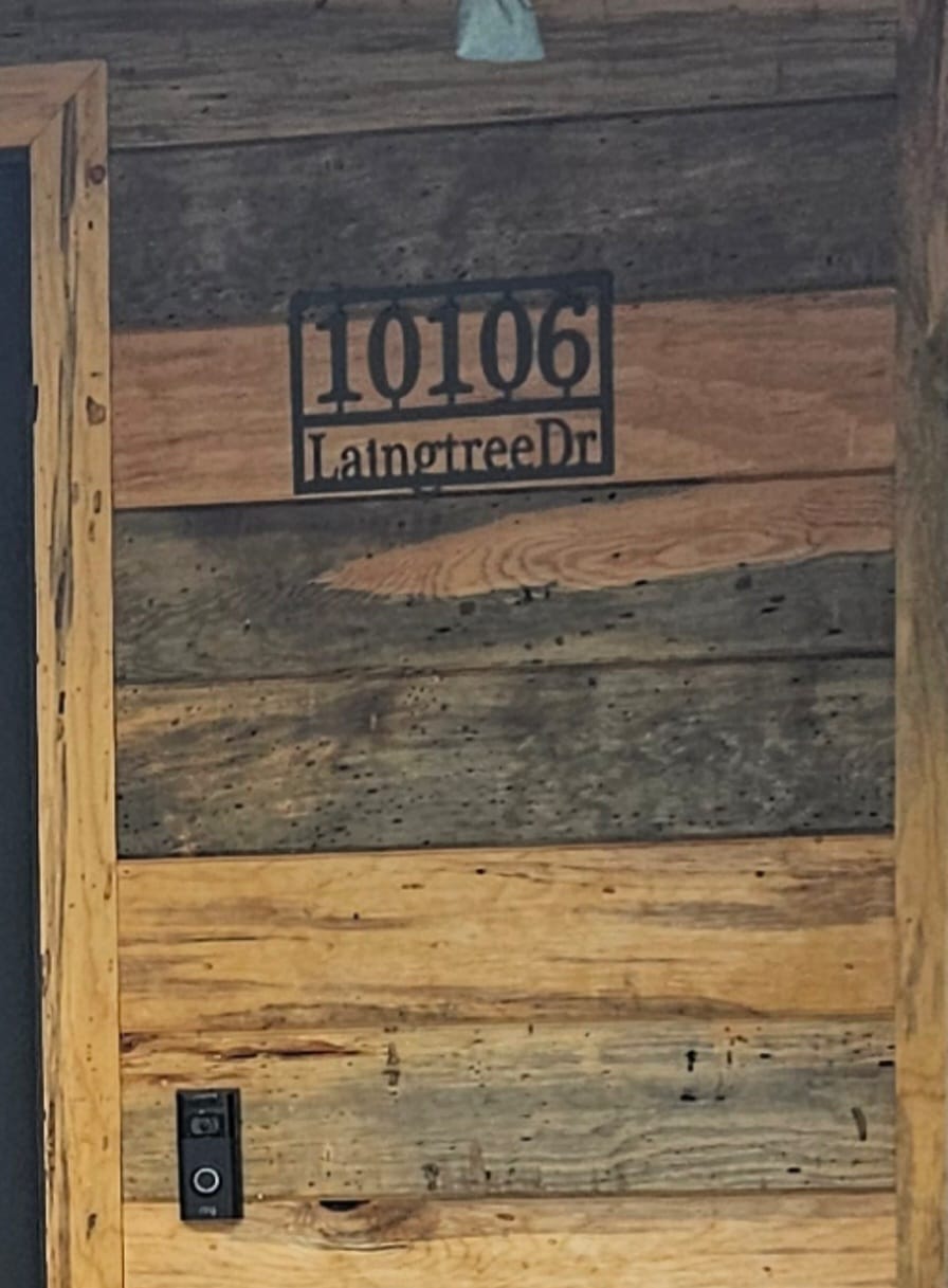 Customer photo review of Home Address Plaque - 3 Sizes - Personalized Metal Street Name and House Numbers Sign