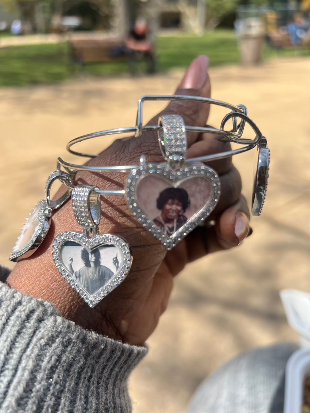 Customer photo review of Hearts Photo Bangle Bracelet
