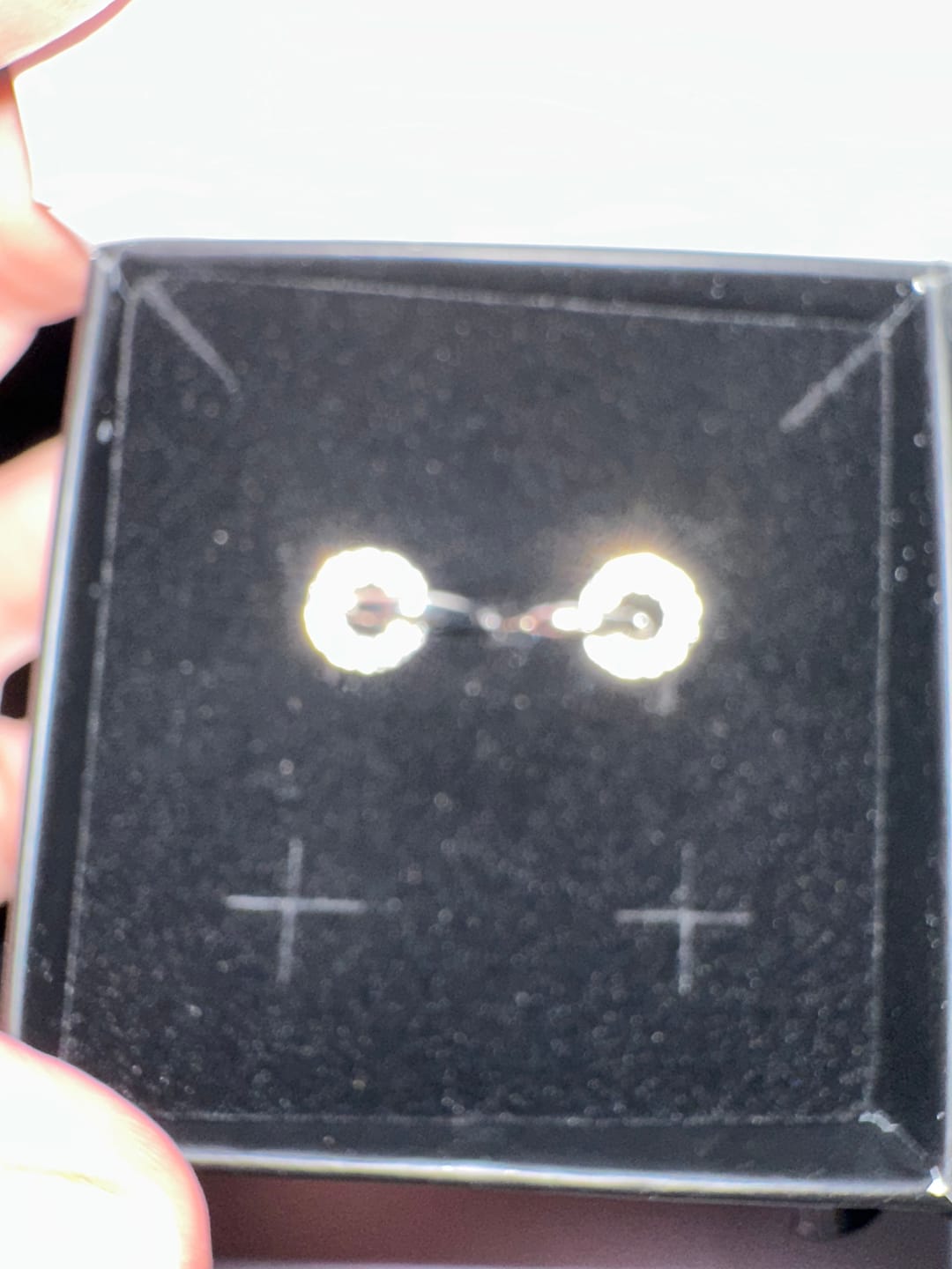 Customer photo review of Nala 18k White Gold Plated 14mm Hoop Earrings with Swarovski Crystals