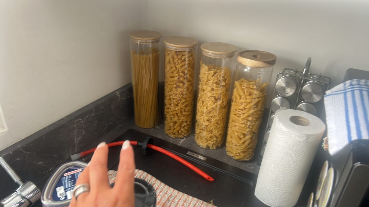 Customer photo review of Set of 3 2000 ML Bamboo Glass Pantry Jars