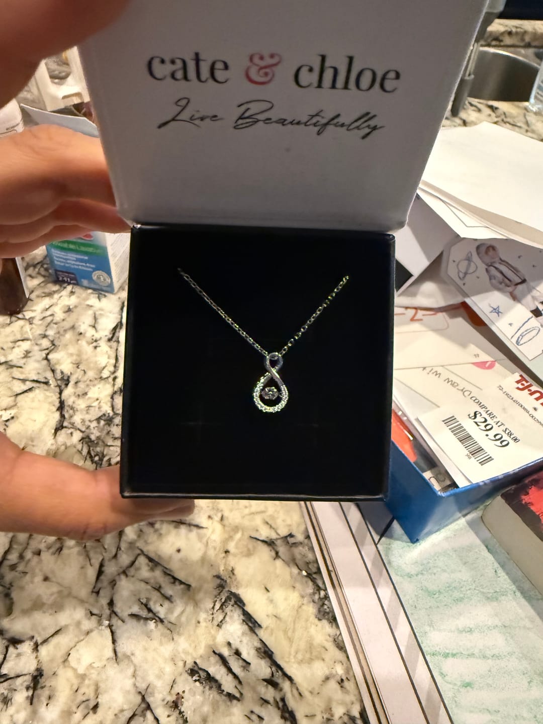 Customer photo review of Martha 18k White Gold Plated Infinity Dancing Pendant Necklace with Swarovski Crystals