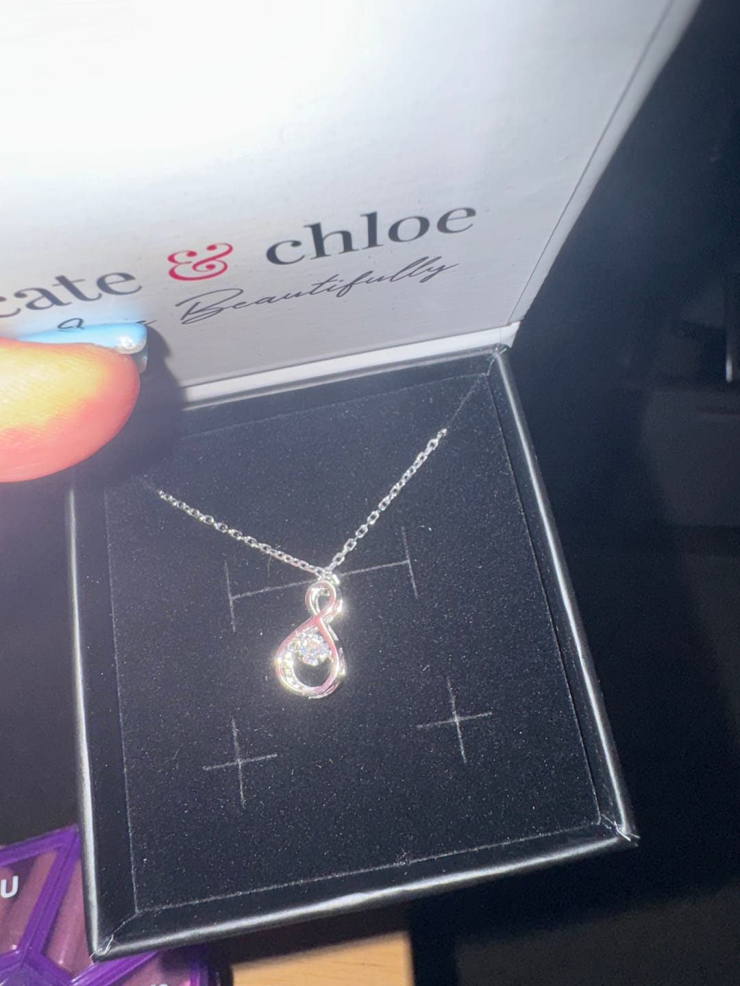 Customer photo review of Martha 18k White Gold Plated Infinity Dancing Pendant Necklace with Swarovski Crystals