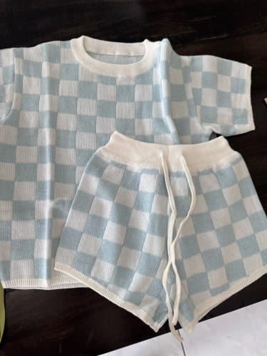 Customer photo review of Checkered Knitted Resort Set