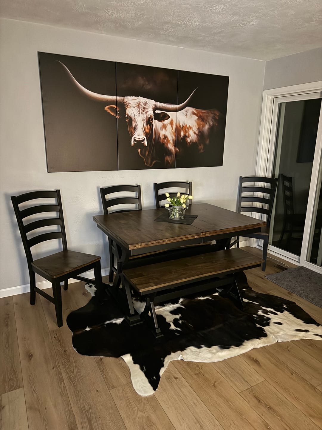 Customer photo review of Texas Longhorn Wall Art Canvas Print | Western Ranch Decor | Bold Rustic Cattle Artwork | Ready to Hang
