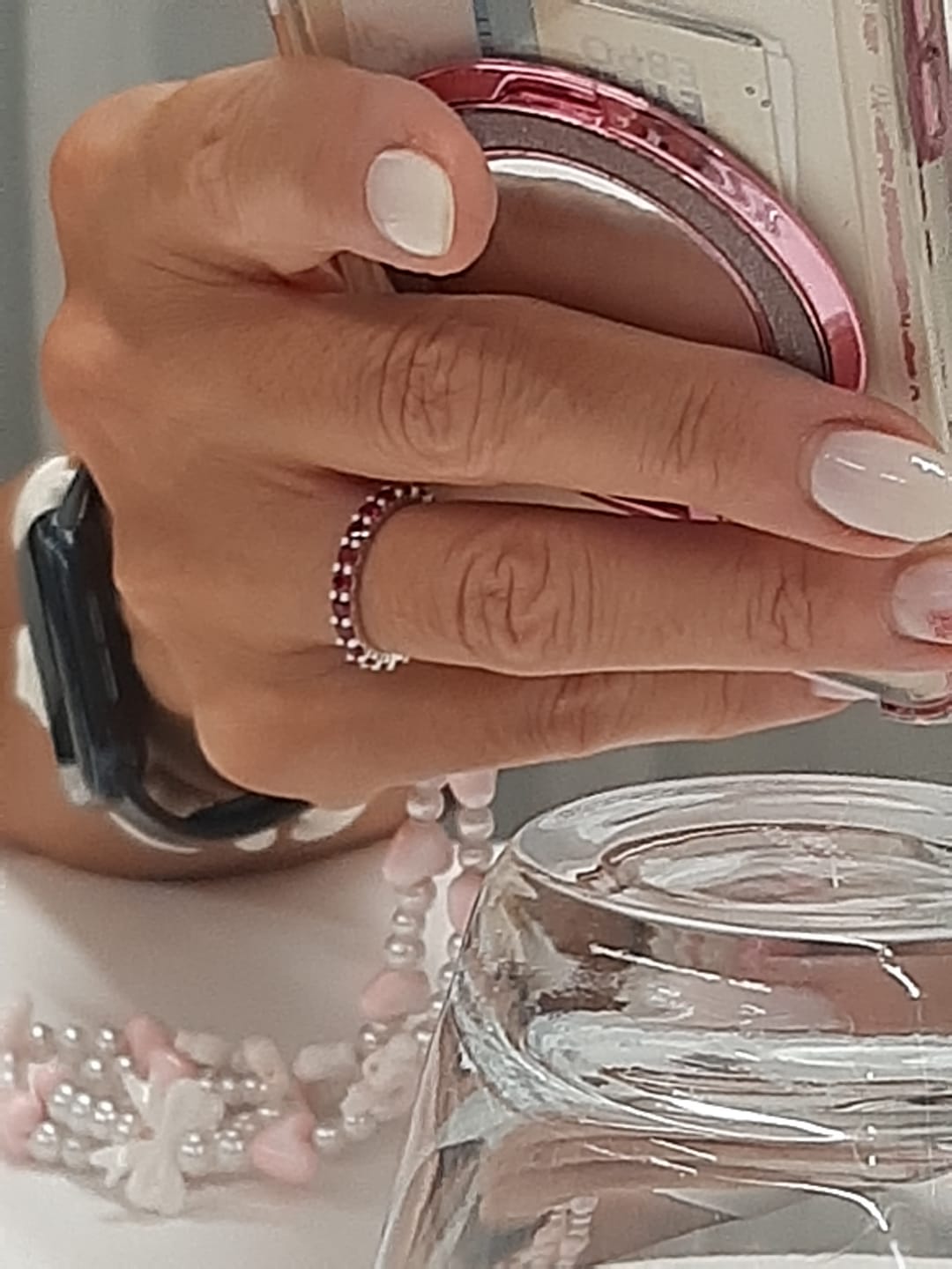 Customer photo review of Anello Veretta con Zirconi Colorati