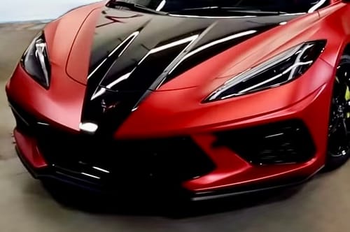 Customer photo review of Satin Chrome Silk Oxide Red Vinyl Wrap