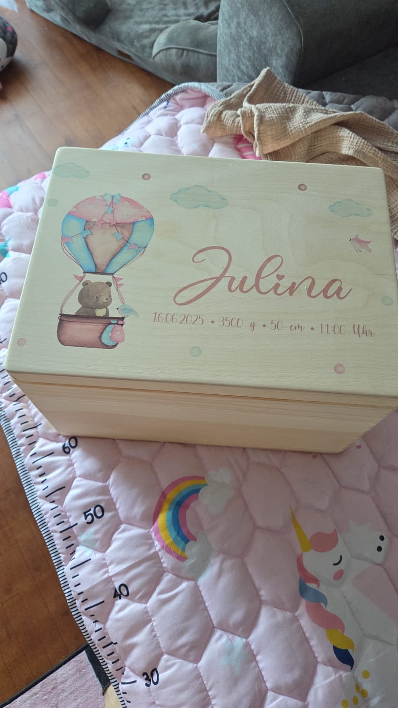 Customer photo review of Erinnerungsbox Baby - Ballon Boho Bär
