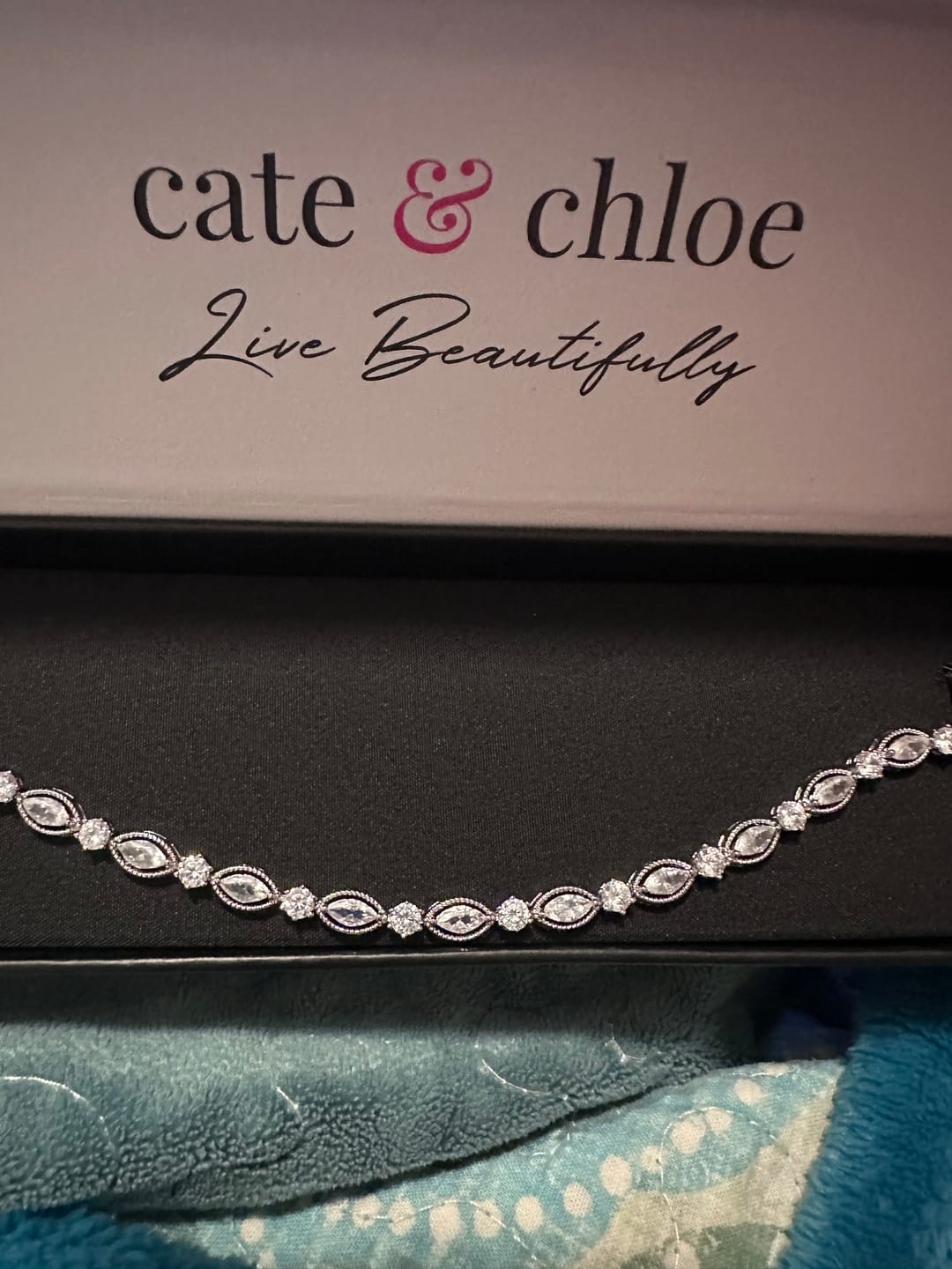 Customer photo review of Moira 18k White Gold Plated Tennis Bracelet with Simulated Diamond Crystals