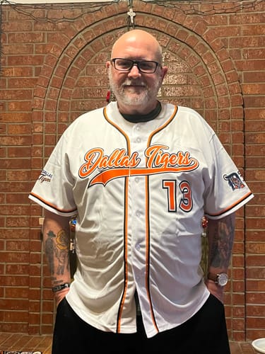 Customer photo review of Custom White Orange-Black Classic Style Authentic Baseball Jersey