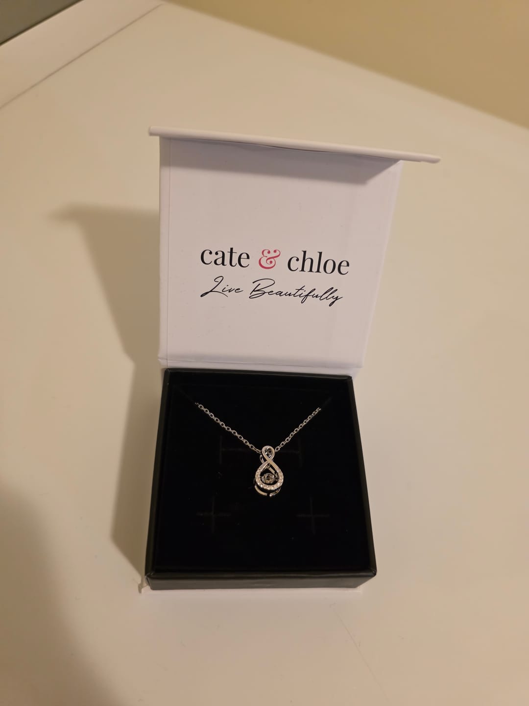 Customer photo review of Martha 18k White Gold Plated Infinity Dancing Pendant Necklace with Swarovski Crystals