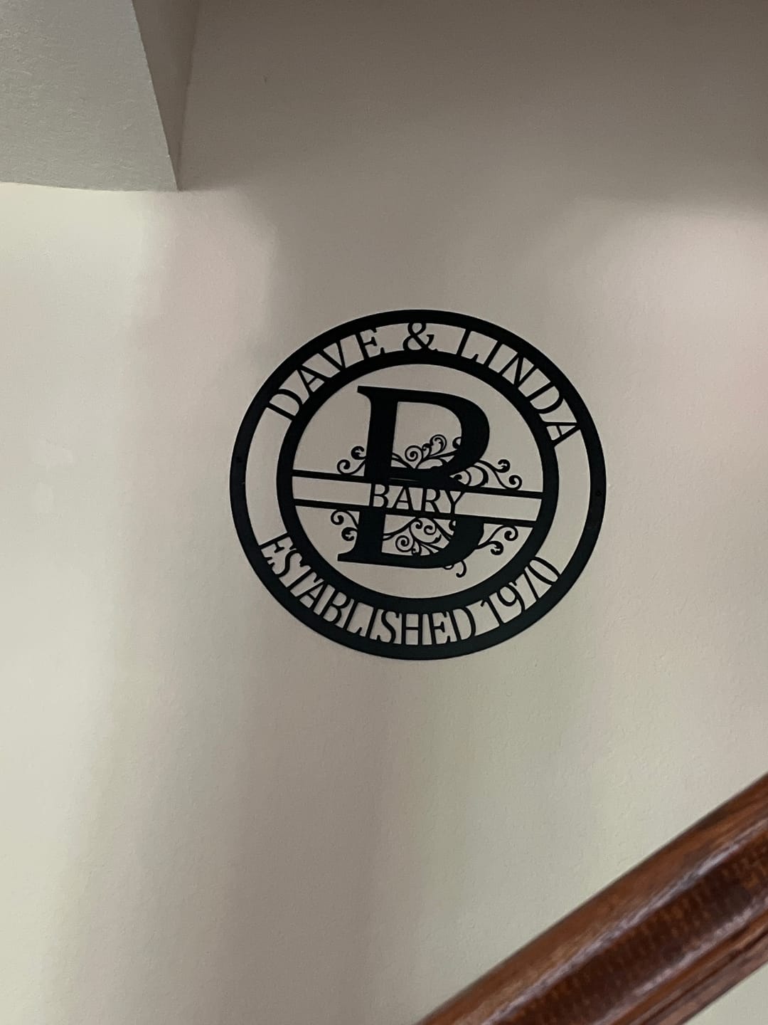 Customer photo review of Custom Metal Family Established Monogram Wall Art - 20+ Color Options