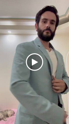 Customer video review of Blazers Para Hombre Casuales De Lino F51301 Aqua