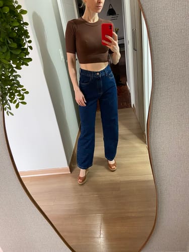 Michely G. review of Calça Jeans Reta Araçá Azul Escuro image 1 out of 3