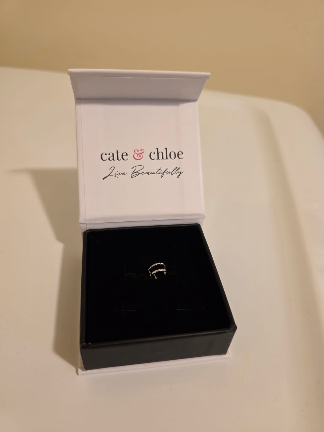 Customer photo review of Sasha 18k White Gold Plated 10mm Hoop Ear Cuff with Swarovski Crystals