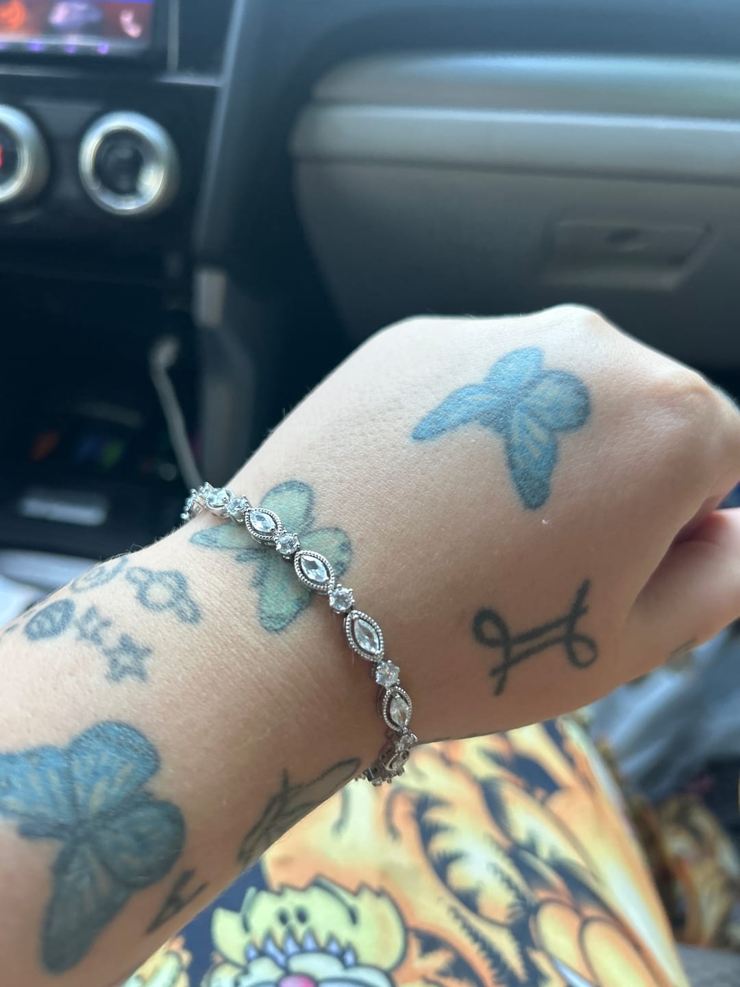 Customer photo review of Moira 18k White Gold Plated Tennis Bracelet with Simulated Diamond Crystals