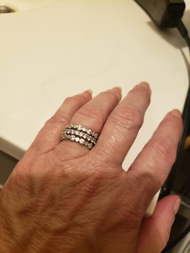 Customer photo review of Bubble Bezel CZ Eternity Ring in Sterling Silver