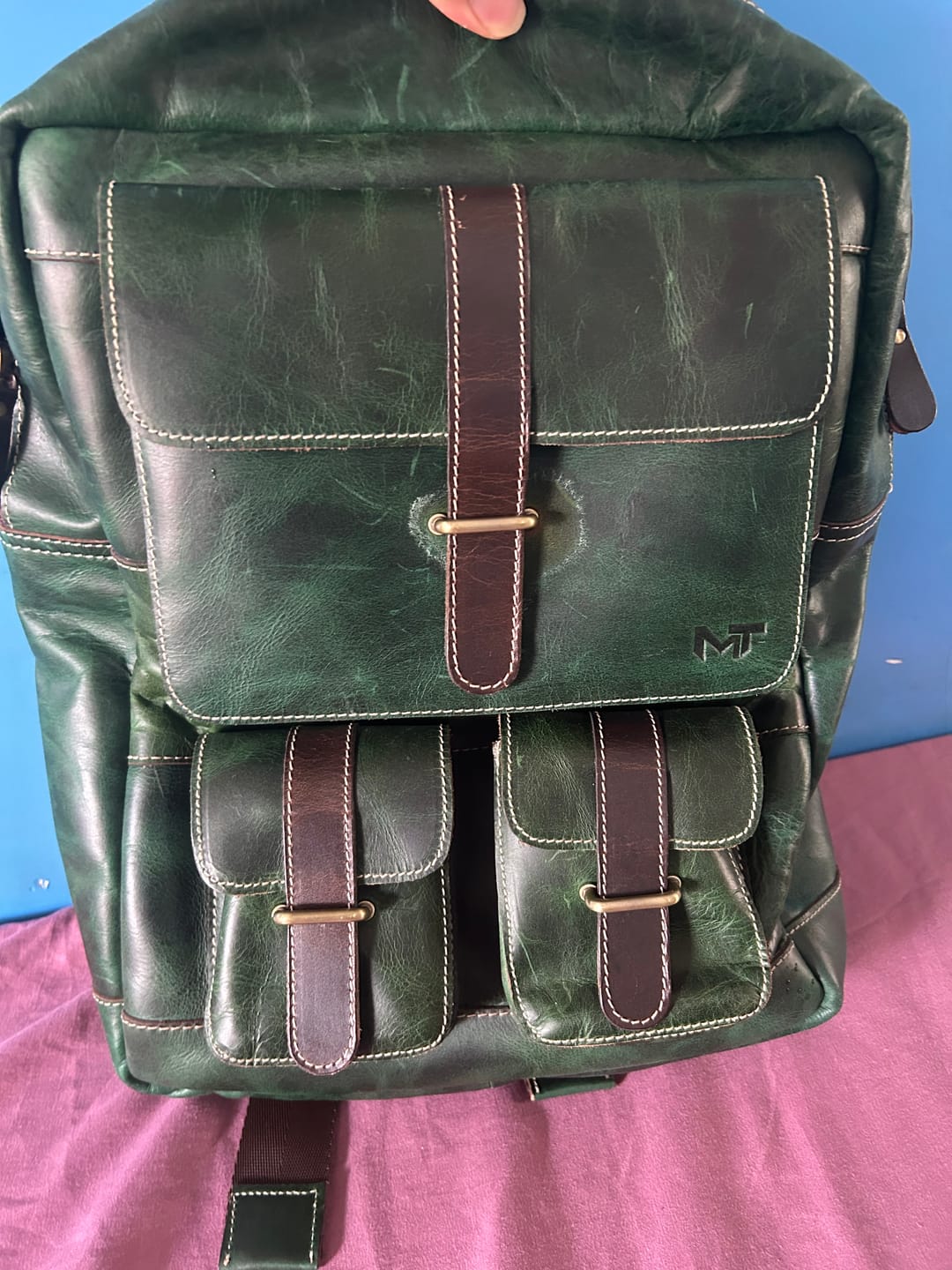 Customer photo review of Greenfield Premium Leather Backpack