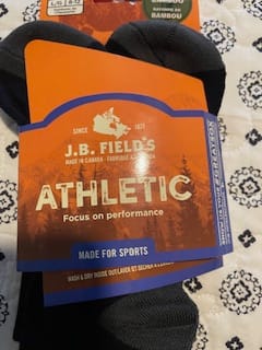 Customer photo review of J.B. Field's Athletic "Bamboo Sport Crew" Socks
