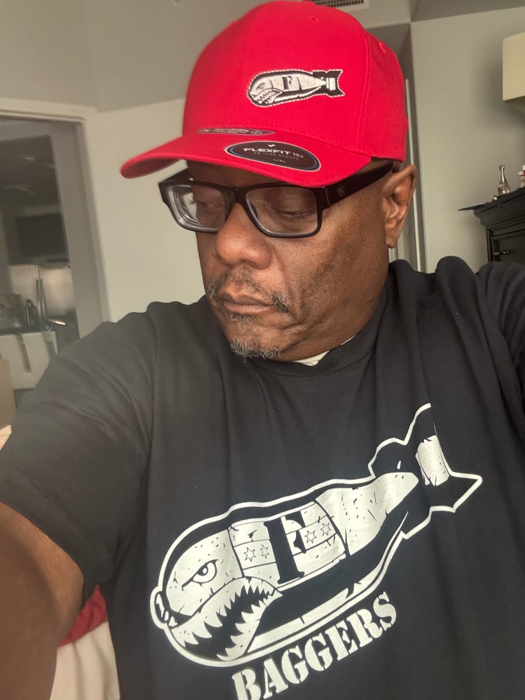 Customer photo review of FLEX FIT HAT RED, WHITE, BLUE, BLACK