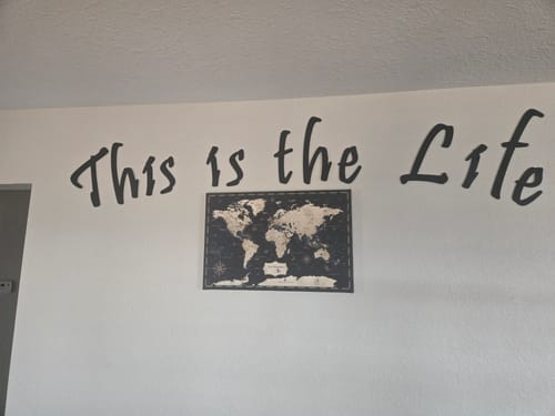 Customer photo review of Pinnable World Journey Map • Rustic Gold