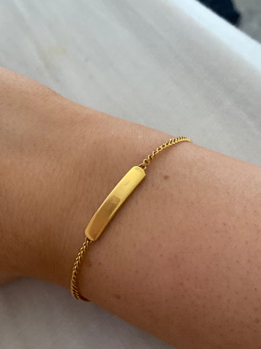 Customer photo review of The Engraved Bracelet Gold