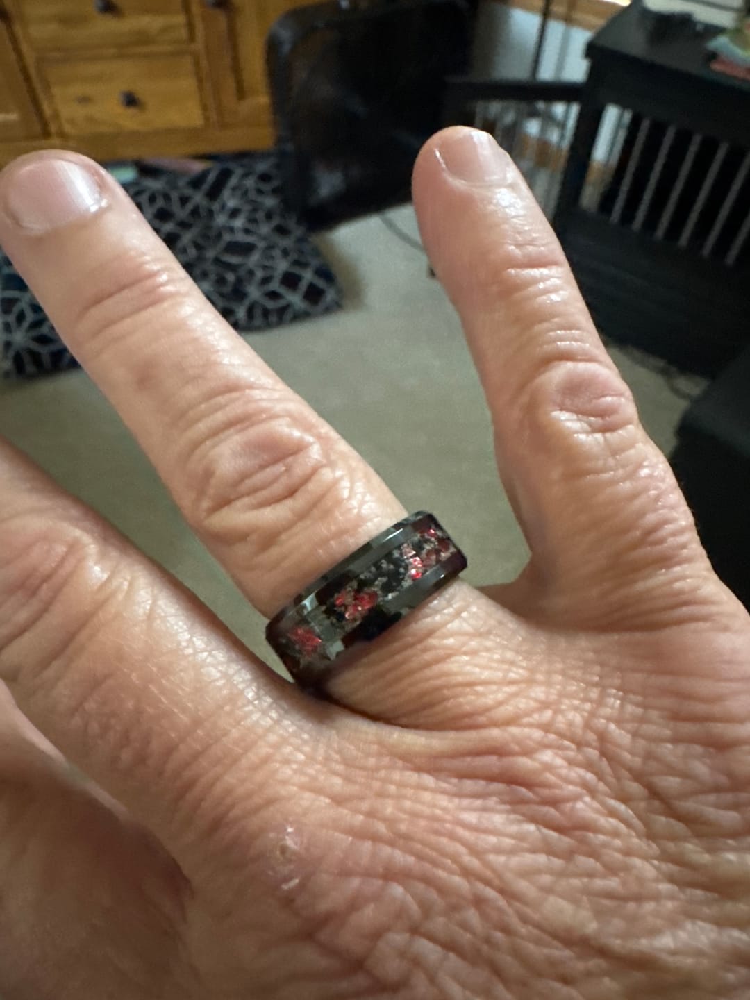 Customer photo review of Glass Frit Ring with Cremation Ashes