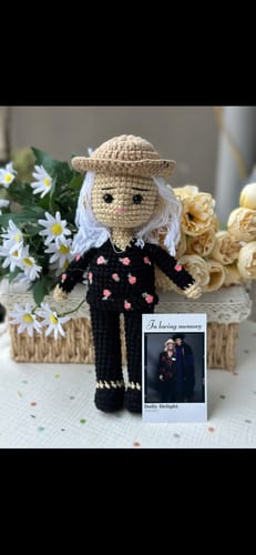 Customer photo review of Dolly® Personalized Crochet Doll with Photo Card