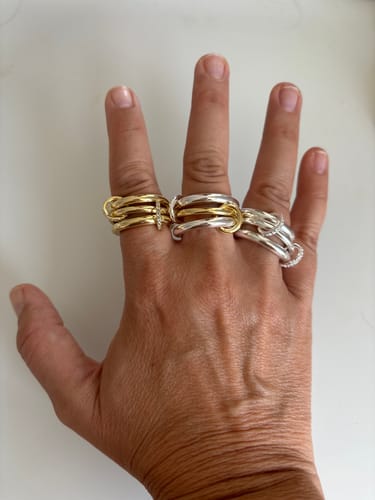Customer photo review of Quintuplet Interlocking Pavé Links Ring