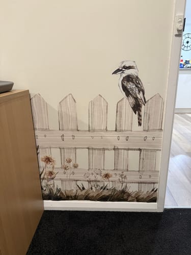 Customer photo review of Australian Kookaburra on Fence Wall Decal