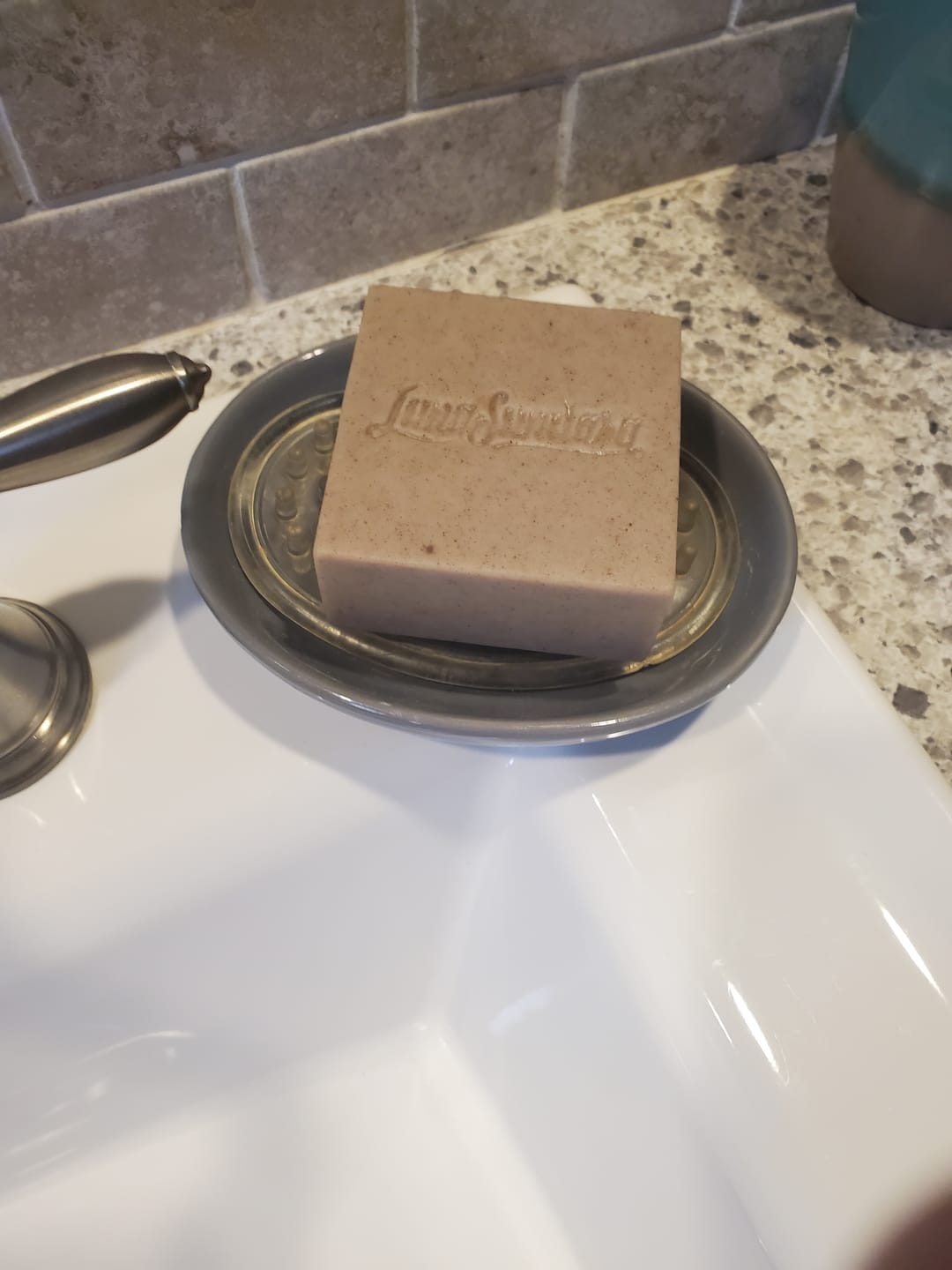 Customer photo review of Palo Santo Soap Infused Moisturizing Exfoliating Soap Bar (Vegan)