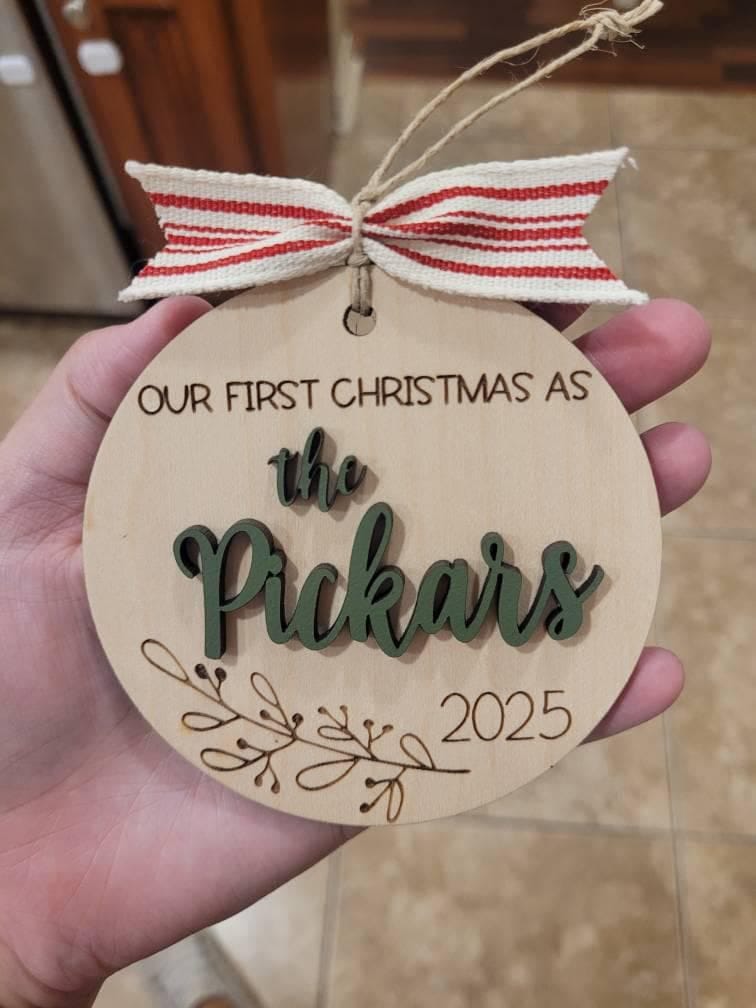 Customer photo review of Our First Christmas Married Ornament 2025