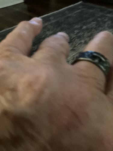 Customer photo review of Christianartworkshop Vintage Style Ancient Texture Forged Stone Cross Ring
