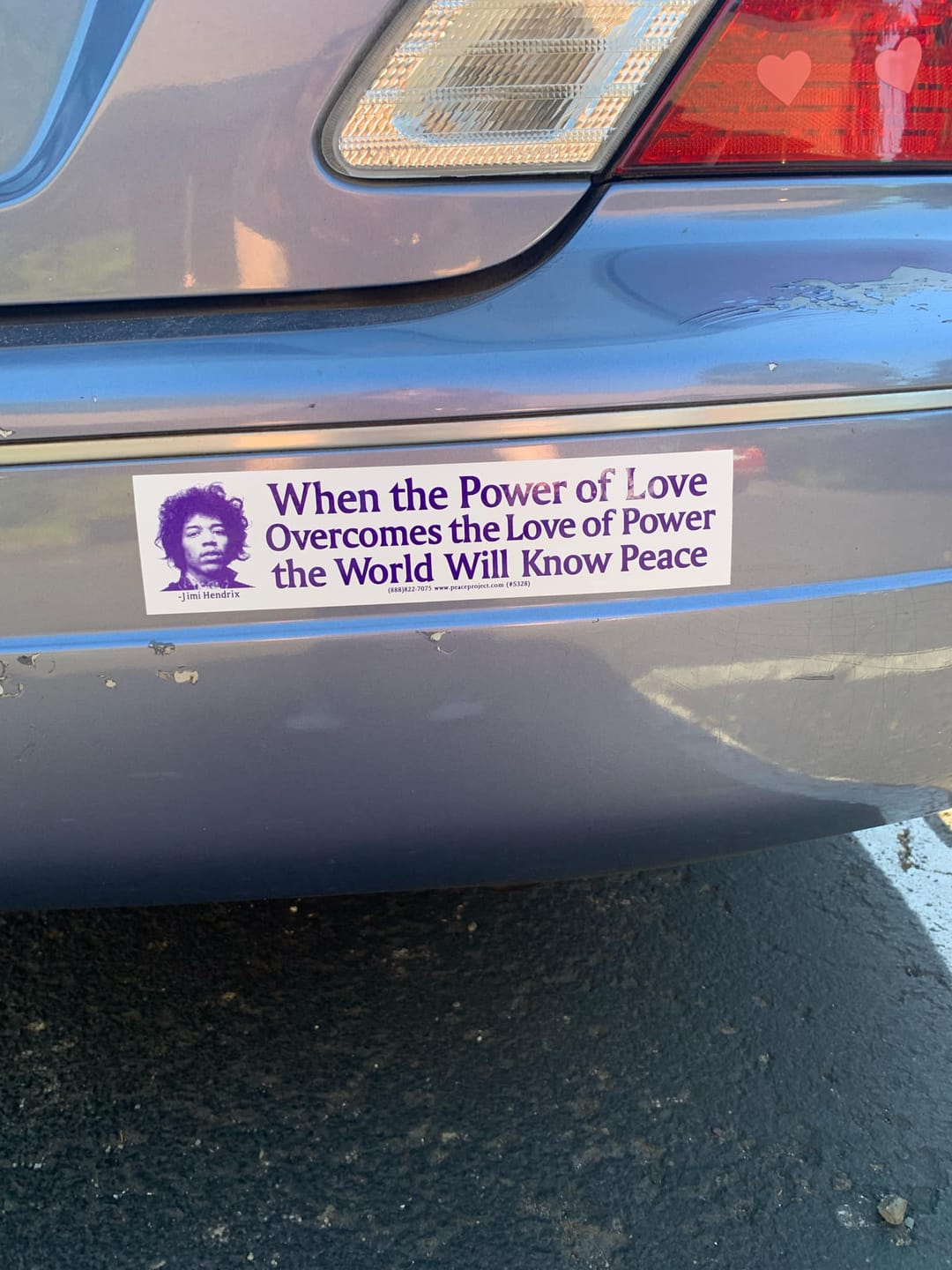 Customer photo review of Jimi Hendrix Power of Love Bumper Sticker